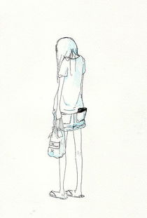  伤感女孩唯美的筒笔画图片