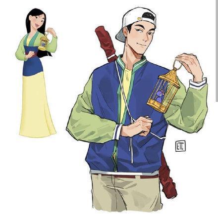  迪士尼公主性转,花木兰成街头潮男,爱莎依然贵气,糖果公主超奶