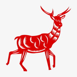  红色的小鹿剪纸插画图片素材其他格式下载动漫人物大全