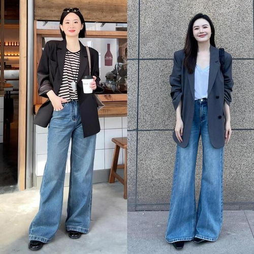  春天西装牛仔裤太养眼,40女生这样穿,更减龄时髦