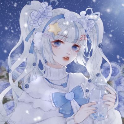  唯美忧郁蓝色系女生头像,动漫女生头像唯美