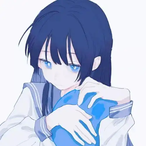 蓝色系女生头像可爱动漫