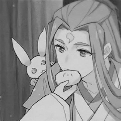  古风动漫情头黑白漫画一对