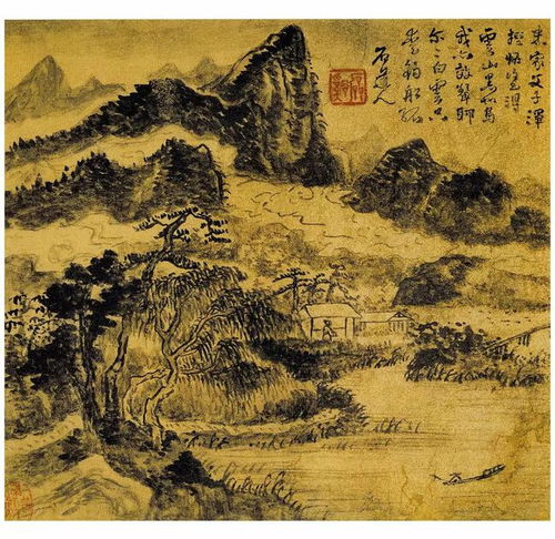  髡残山水册页,笔墨高古