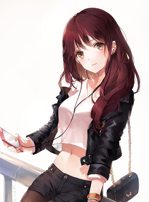  二次元夹克衫动漫少女,英姿飒爽