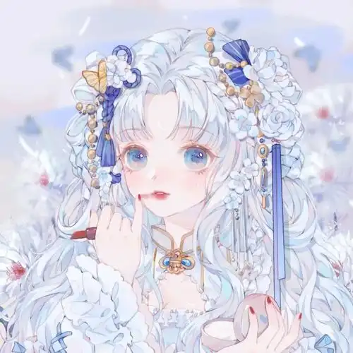 蓝色系古风头像女生