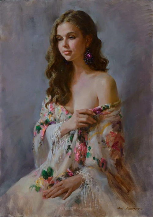  俄罗斯女画家安娜玛丽诺娃花卉与人物肖像油画作品欣赏