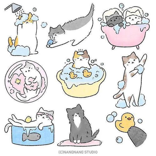  治愈系小猫咪简笔小插画,很可爱,拿去临摹练习