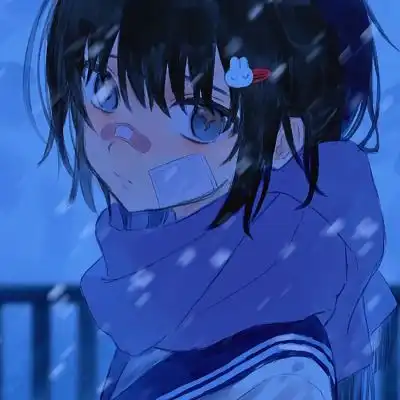  唯美忧郁蓝色系女生头像,动漫女生头像唯美