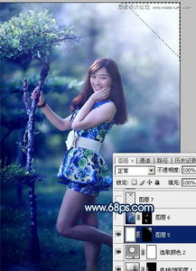  photoshop调出蓝色艺术效果的外景人像照片教程