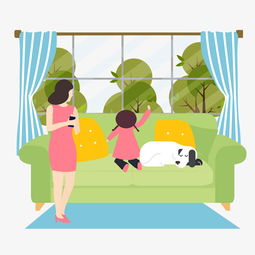  卡通插画风房间里的母女图片素材其他格式下载动漫人物大全