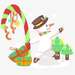  圣诞雪人礼物盒糖果棒手绘插画图片素材其他格式下载动漫人物大全