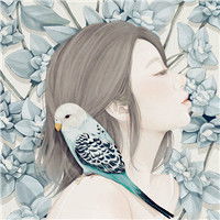  小清新手绘插画头像女,春天来了穿的也少了