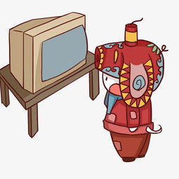  春节看电视的小孩插画图片素材其他格式下载动漫人物大全