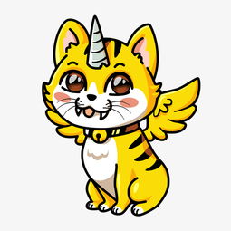  手绘魔性可爱插画天使猫金色的猫图片素材其他格式下载动漫人物大全