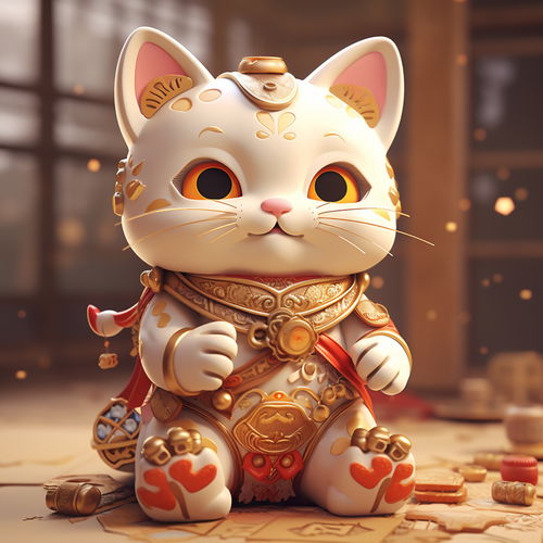  简约卡通3d卡通招财猫素材图片海报设计下载请至来源处