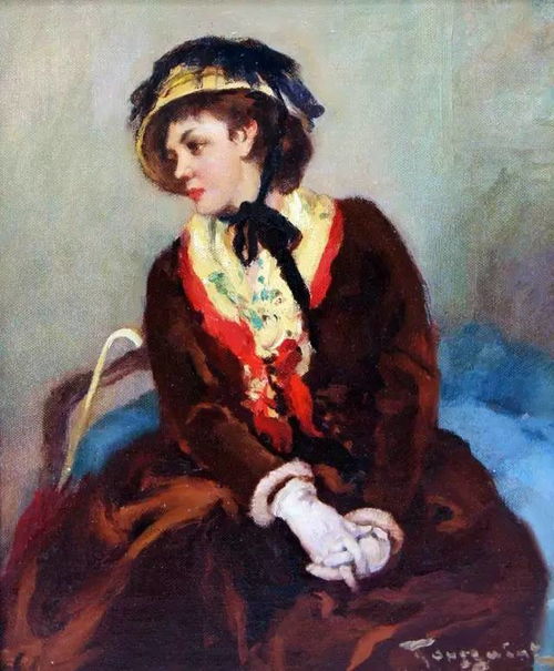  端正秀丽的美女油画︱比利时画家弗尔南图森特绘画作品