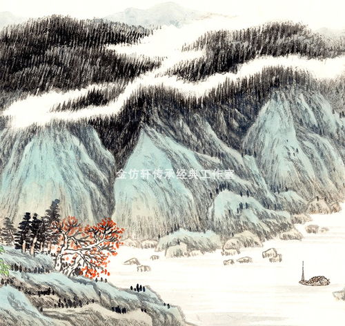  山水画鸿运通图1.8米巴西花梨木有框画国画办公室挂新中式装饰画