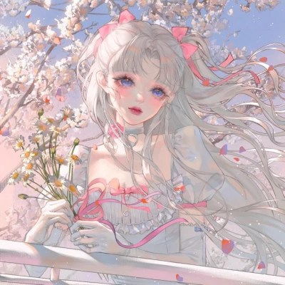  超仙唯美带花女生动漫头像图片