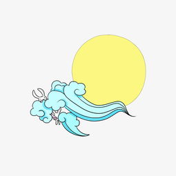  中秋节手绘明月彩云玉兔插画图片素材其他格式下载动漫人物大全