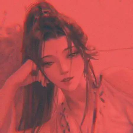  红色系卡通女生头像,手绘出的这种风格绝对经典