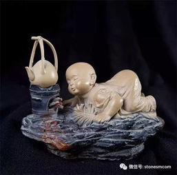  禅意石雕嬉笑坐卧小沙弥