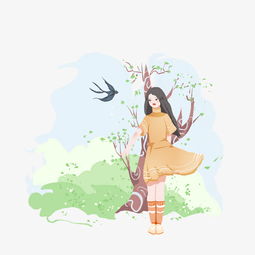  手绘小清新唯美立春插画图片素材其他格式下载动漫人物大全