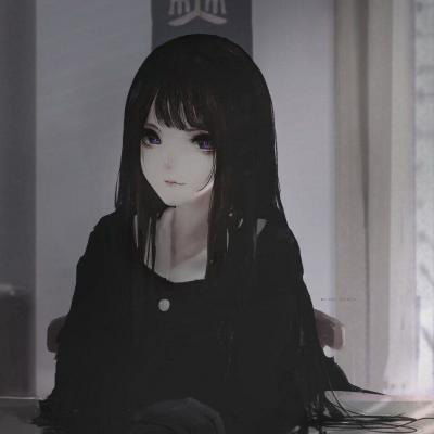  黑暗系女生头像动漫超酷的孤独二次元女生头像