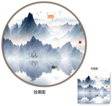  墨染禅境,新中式山水画