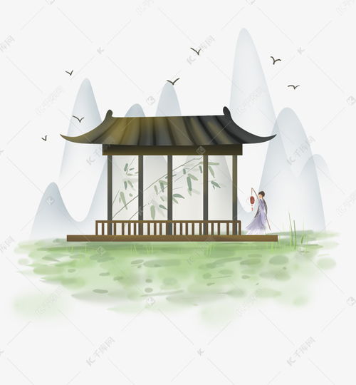  中国风庭院里的古装少女素材图片免费下载千库网