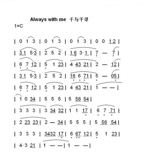  千与千寻alwayswithme光遇曲谱