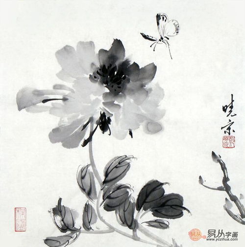  郑晓京国画作品欣赏水墨写意牡丹图