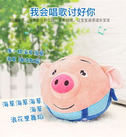  儿童电动海草猪跳跳球可充电唱歌录音创意网红玩具抖音同款