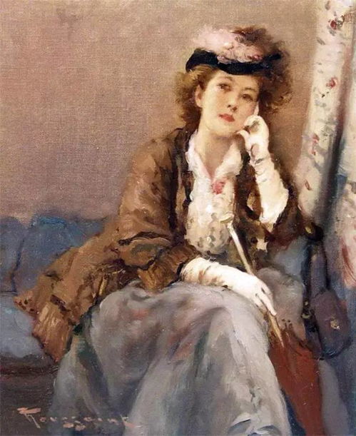  端正秀丽的美女油画︱比利时画家弗尔南图森特绘画作品