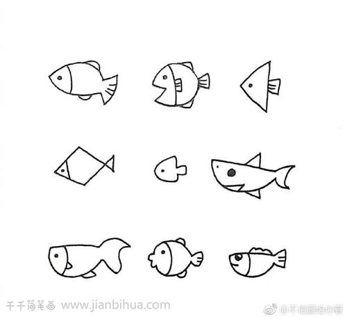  一组可爱动物简笔画