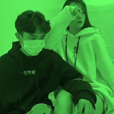  绿色头像情侣一对好看的情侣头像一男一女绿色系列