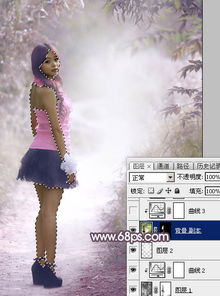  ps调色打造梦幻粉红色效果的外景美女图片