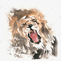  嘶吼的狮子水墨画png免抠素材图片免费下载千库网