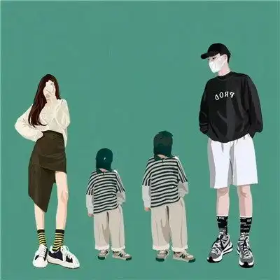 2023一家四口亲子家庭微信头像