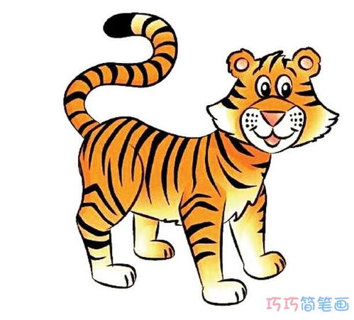  彩色卡通老虎怎么画老虎简笔画图片