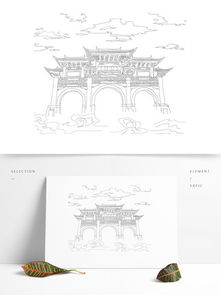  古建筑素描画册装帧图片免费下载千图网