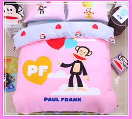  逸轩家纺paulfrank大嘴猴床上用品床单被套全棉卡通四件套1.51.8床通用