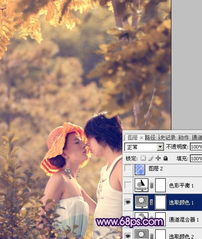  photoshop调出树林人物图片流行的日韩粉蓝色