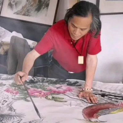  著名画家楼意张珺应邀为藏家合作完成巨幅国画精品前程似锦