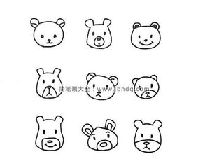  9组简单的小动物头像手帐简笔画