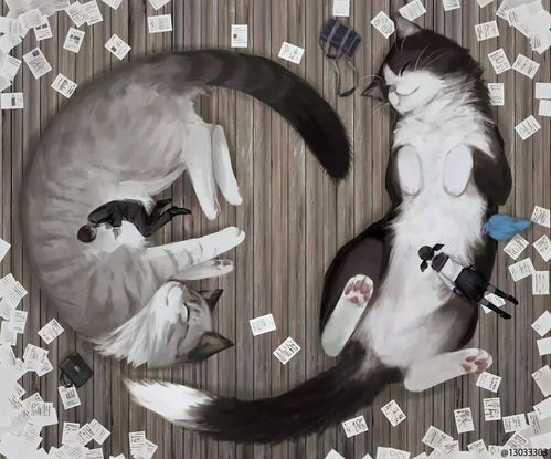 孤独黑暗的猫头像插画师