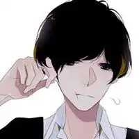 男生头像暖色系动漫中分
