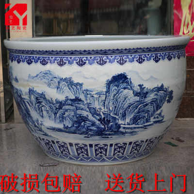  正品景德镇雕刻陶瓷大缸特大号鱼缸聚财镇宅庭院酒店公司开业风水