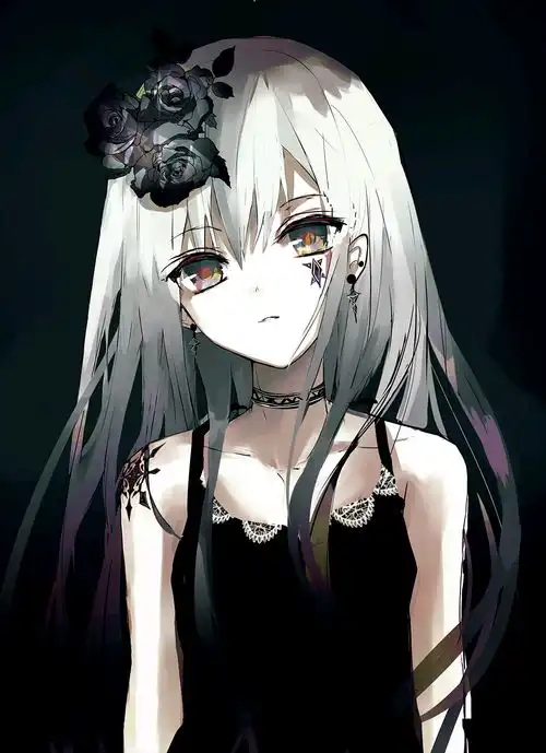  银髪女子日本画师的插画作品