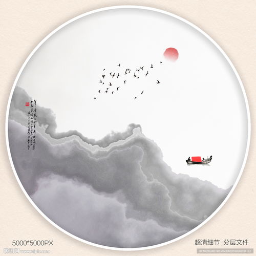  禅意水墨画设计图无框画